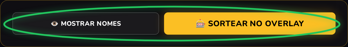 Botões Mostrar Nomes e Sortear no Overlay destacados