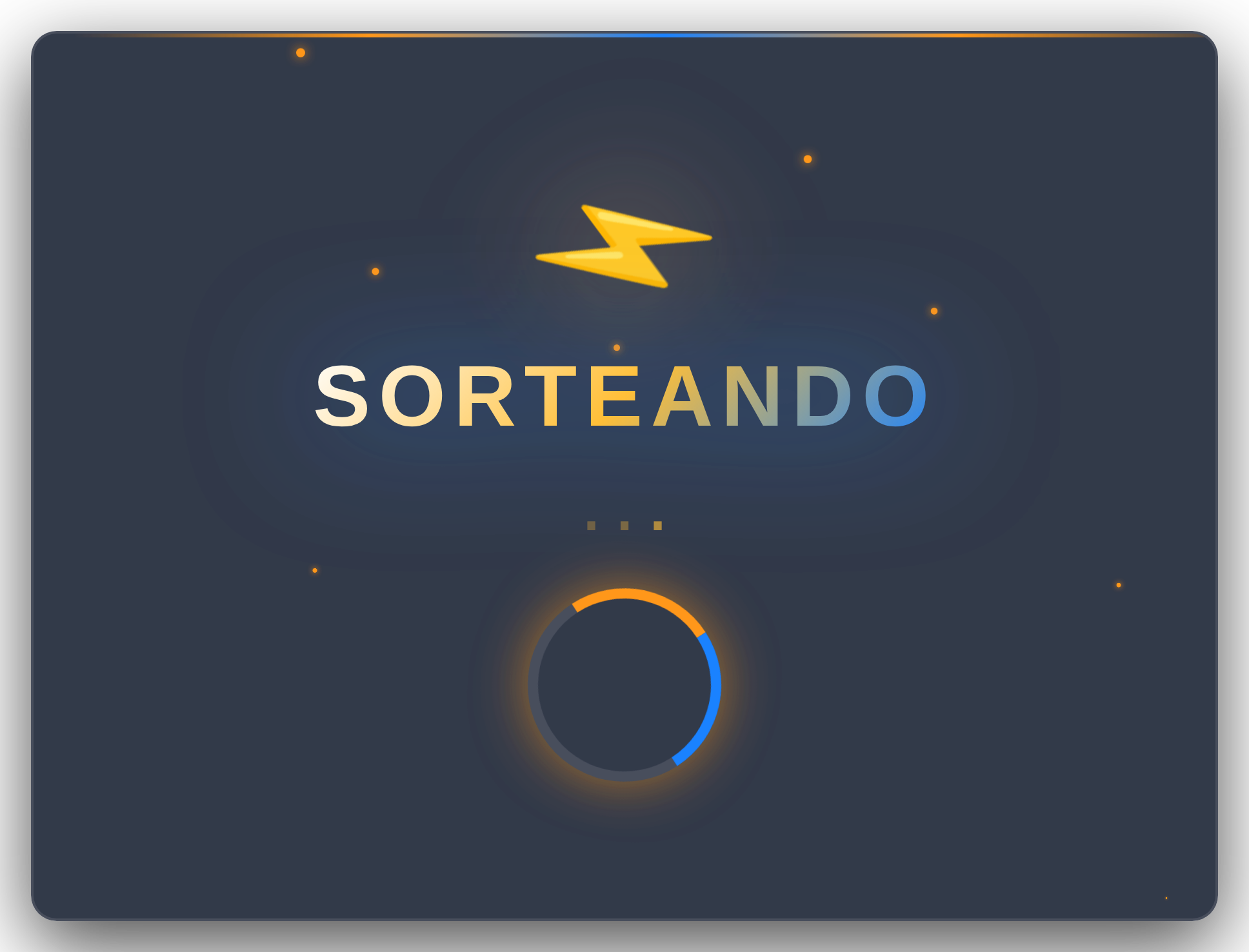 Overlay de sorteio na tela de suspense, texto SORTEANDO